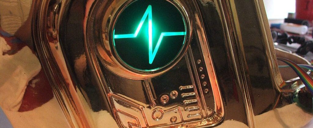 A gold EKG (heart monitor) machine