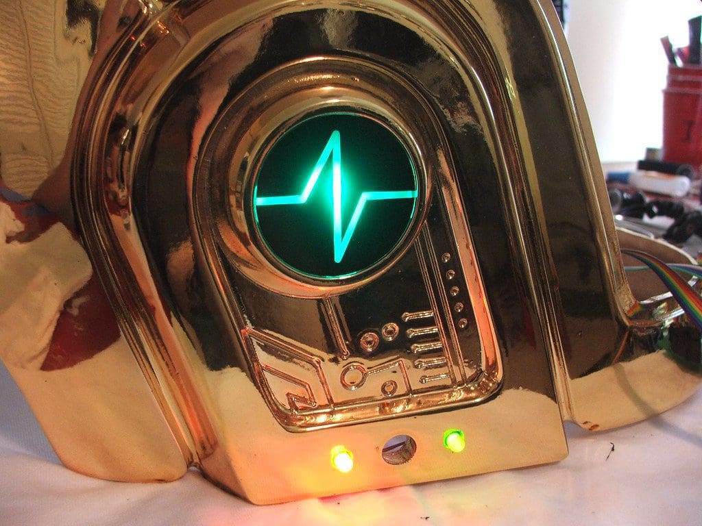 A gold EKG (heart monitor) machine