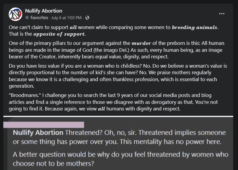 An example of a Facebook post where we censored the name